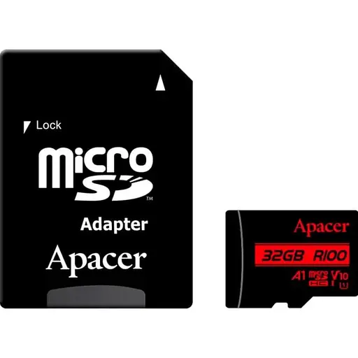 Карта памяти MicroSDHC 32GB UHS-I Class 10 Apacer + SD adapter (AP32GMCSH10UB-R) - фото 1