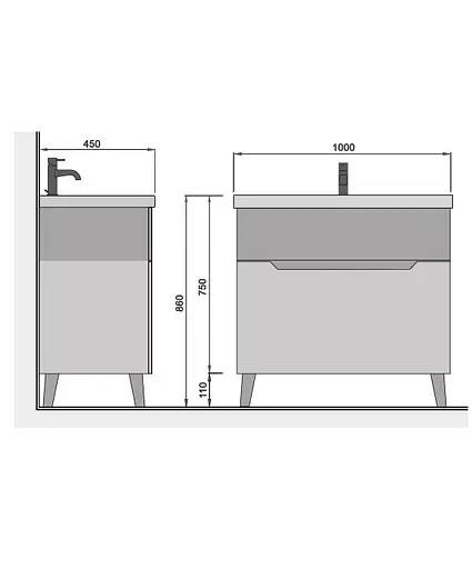 Тумба Мойдодир Colibri 100 з умивальником Cosmo 100 підлогова французький горіх з білим Горіх - фото 7