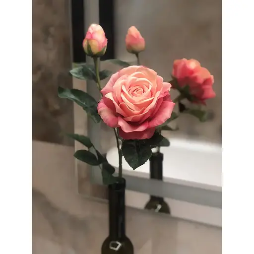 Роза искусственная Deluxe Real Touch на стебле 65 см латекс розовая - фото 3