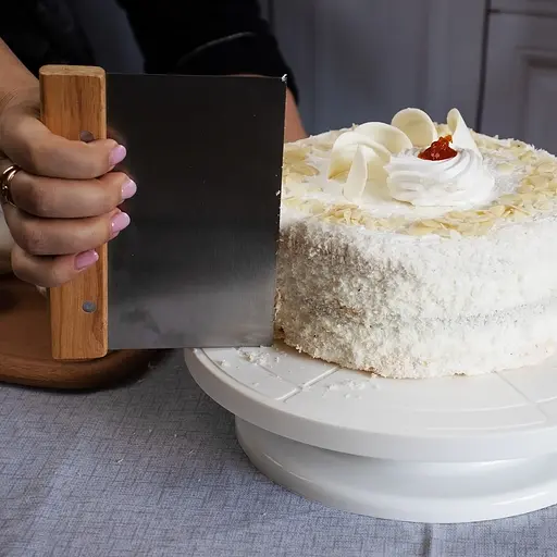 Шпатель скребок для тіста з нержавіючої сталі з дерев'яною ручкою, Kitchen Master Сріблястий 85252 - фото 7