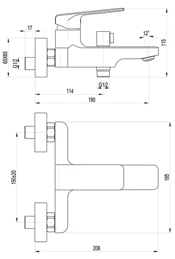 Змішувач для ванни Topaz Odiss TO 18101-H52-BL Чорний матовий - фото 6