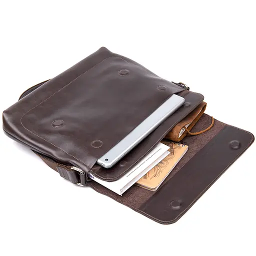 Кожаная мужская сумка GRANDE PELLE 30х23х6 см sum0015573 - фото 4