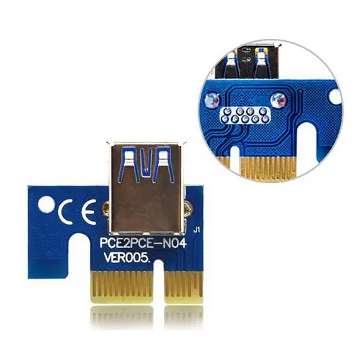 Райзер QUBE PCI-E x1 to 16x 60cm USB 3.0 Cable SATA to 6Pin Power PCE164P-NO3 ver 009S - фото 3