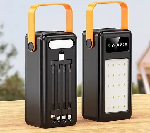 Портативный внешний аккумулятор Bilintong 60000mAh Power Bank + Led фонарик Черный - фото 2