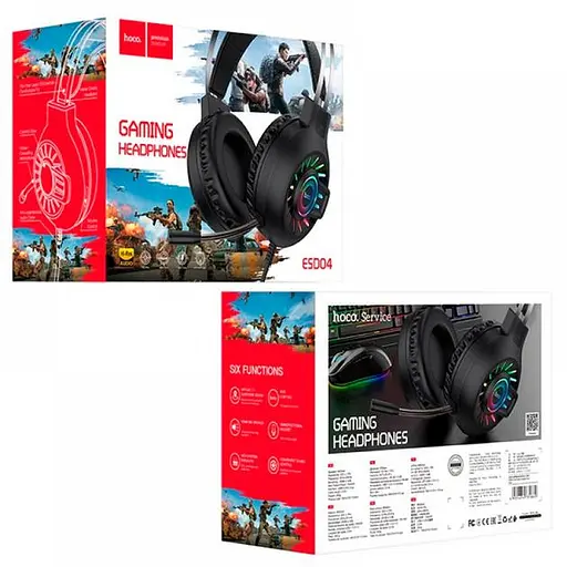 Дротова гарнітура Hoco Cool Game LED ESD04 Hi-Res, USB, 2х3.5mm, 2m, black - фото 4