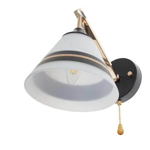 Бра Brille LK-701W/1 E27 BK+FG настінне накладне з вимикачем на ланцюжку