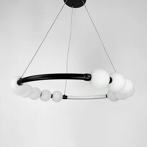 Черная люстра Nordic Pearl с плафонами-жемчужинами на 3 режима Line F | Ст. SG33-600 BK - фото 1