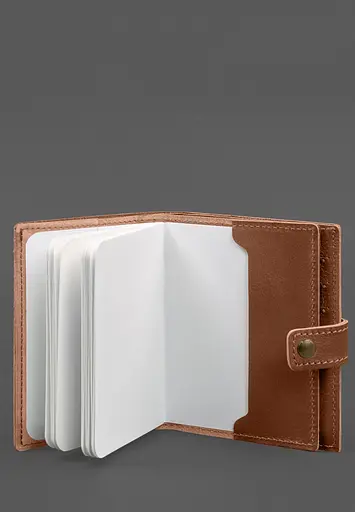 Кожаная обложка-портмоне на паспорт с гербом Украины 25.1 Светло-коричневая - фото 4