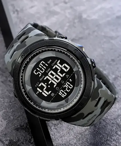 Спортивний наручний годинник Skmei 2070 (Сірий камуфляж з чорним циферблатом) - фото 4