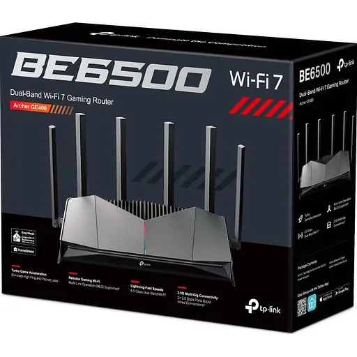 Роутер TP-LINK Archer GE400, Black, Wi-Fi 7 (до 6453 Mb/s, 2.4/5GHz), 1хLAN (1000/2500 Mb/s), 3хLAN (100/1000 Mb/s), 1хWAN (1000/250). - фото 4