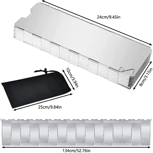 Газова плита із захистом від вітру, складний алюмінієвий вітрозахисний екран, надлегка - фото 2