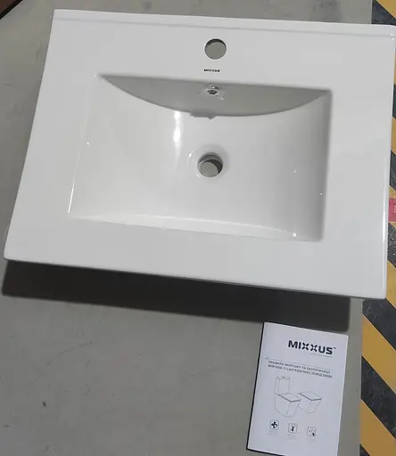 Умивальник меблевий Mixxus Premium Cubic-1501 610x460x170 мм з отвором під змішувач і переливом MP6495, Білий - фото 4