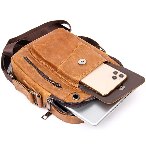 Кожаный мессенджер мужской Vintage 18х20,5х5,5 см sum0013981 - фото 5