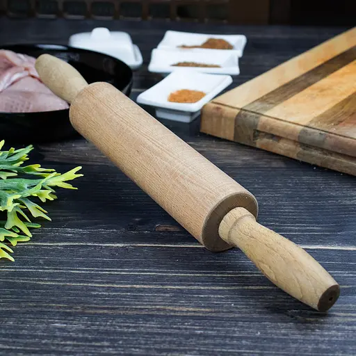 Скалка деревянная из темного дерева с вращающимися ручками 40 см Ø 5 см, Woodly 85020 - фото 3