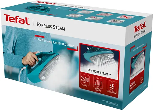 Tefal Праска Express Steam, 2500Вт, 270мл, паровий удар -200гр, постійна пара - 45гр, керам. підошва, бірюзовий - фото 6
