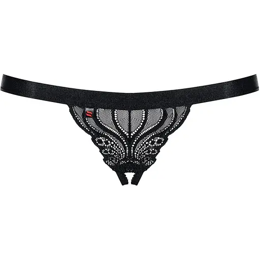 Кружевные танги с доступом Obsessive 828-THC-1 crotchless Thong S/M, черные