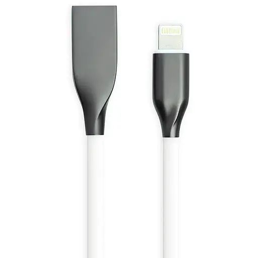 Кабель PowerPlant USB-Lightning, 2м, силікон, білий