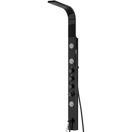 Душова панель Corsan Snake black з виливом S002MBLW, Чорний матовий - фото 1