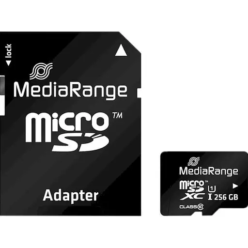 Карта пам`яти MediaRange microSDXC memory card, UHS-1 Class 10, with SD adapter, 256GB - фото 1