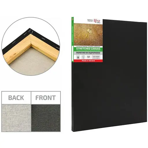 Подрамник Rosa Gallery 45×55 см модуль №1 мелкое зерно Черная грунтовка хлопок [CD]