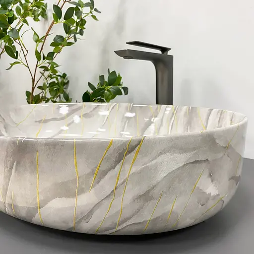 Умивальник VBI Udine stone glossy накладний VBI-012102, Сірий - фото 5