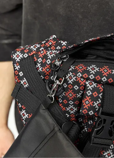 Большая мужская сумка бананка Sambag DynamicDart чорна тканевая 38 × 21 × 7 см (80411148m) - фото 4