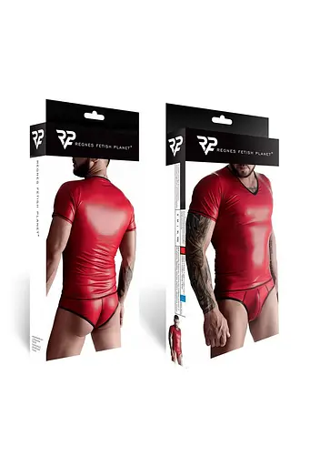 Мужской комплект Regnes Fetish Planet Wetlook XL (красный) - фото 7
