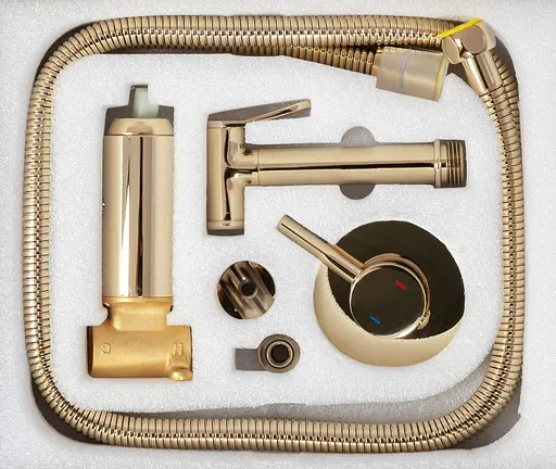 Набір гігієнічного душу прихованого монтажу Rea Loop L.gold золотий REA-B8979, Золотий - фото 3