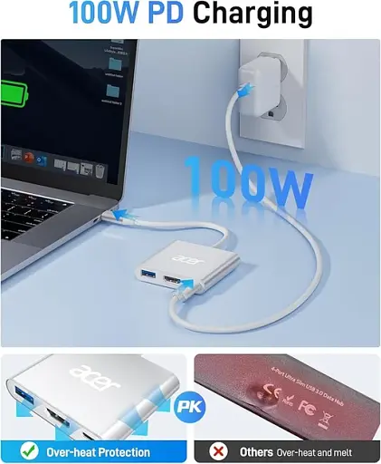 Адаптер Acer ODK3A0 USB Type-C 4K, HDMI, USB 3.0 White (R3752) - фото 2