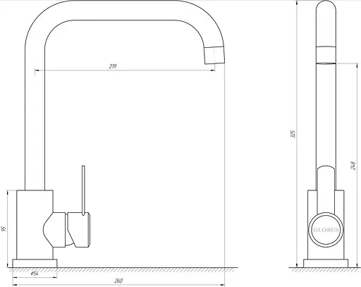 Змішувач для кухні Globus Lux Wien SUS2-203L Нержавіюча сталь - фото 5