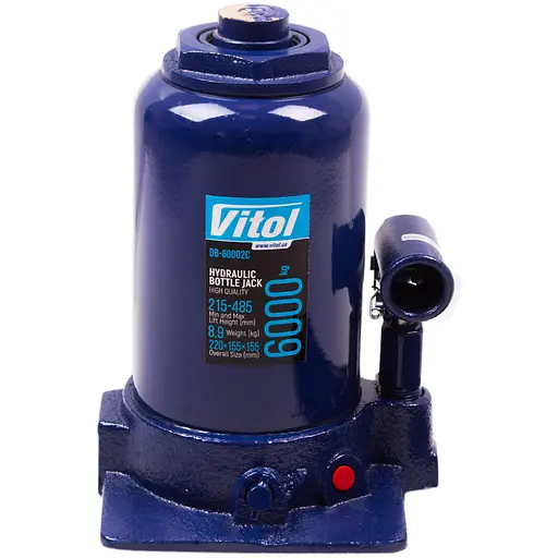Домкрат гідравлічний телескопічний Vitol 6т 2-циліндричний 215-495 мм 8.9 кг (DB-60002C) - фото 1