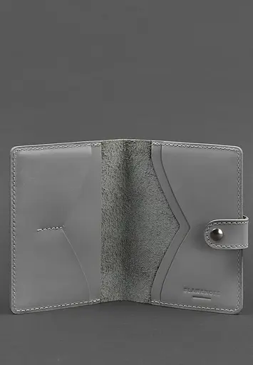 Кожаная обложка для паспорта 3.0 серая - фото 4