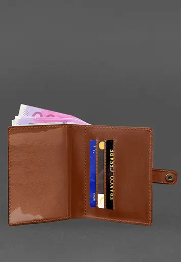 Кожаная обложка-портмоне для удостоверения офицера 11.0 светло-коричневая Crazy Horse - фото 5