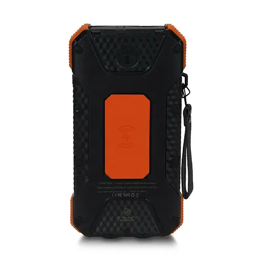 Повербанк з сонячною панеллю 20000mAh Power Bank Kraft TPB-1820SLP Orange бездротова зарядка 18W QC2.0 LED-ліхтар (43-00042) - фото 4