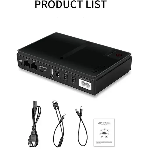 ИБП UPS для роутера DC1018P 12V/ 9V/ 5V 10400 mAh для устройств постоянного тока DC дизайн 2 черный - фото 3