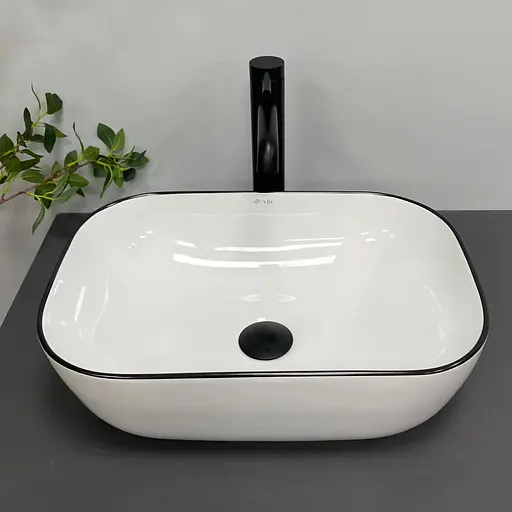 Умивальник VBI Ravenna white black edge накладний VBI-011224, Білий - фото 1