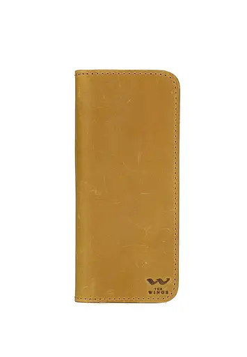 Кожаный портмоне Middle желтый винтажный - фото 2