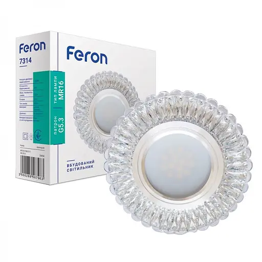 Свiтильник точковий Feron 7314 під лампу з підсвіткою прозорий (28858)