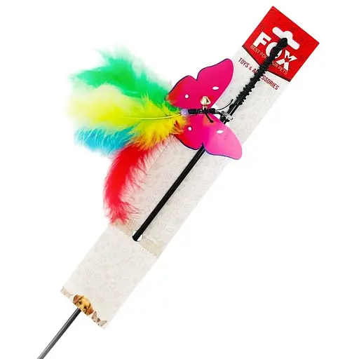 Іграшка для котів Fox Вудка-дражнилка Метелик однотонний з пухом - фото 1
