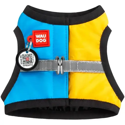 Шлея для собак Waudog Clothes м'яка з QR паспортом, "Colors of freedom", S1 - фото 4