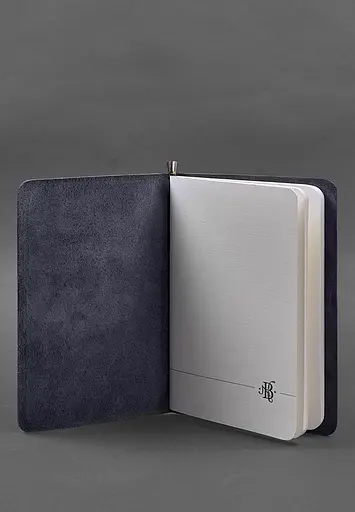 Кожаный блокнот (софт-бук) 8.0 на резинке синий краст - фото 3