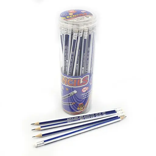 Карандаш чернографитовый Hertex, HB, с ластиком, 48 шт.