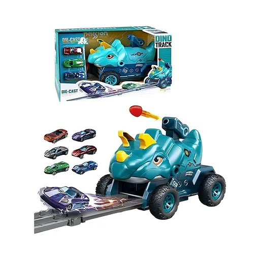 Машинка з треком CY 2224 A, запускатор, стріляє снарядами, довжина траси 87 см, 3 металопластикові машинки - фото 3