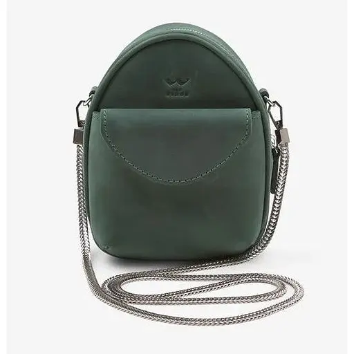 Шкіряна жіноча міні-сумка Kroha зелена vintage - фото 1
