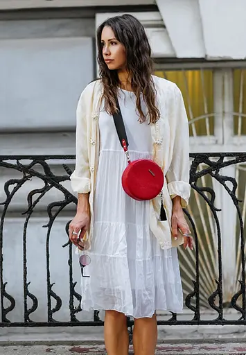 Кругла жіноча шкіряна сумочка Tablet червона - фото 9