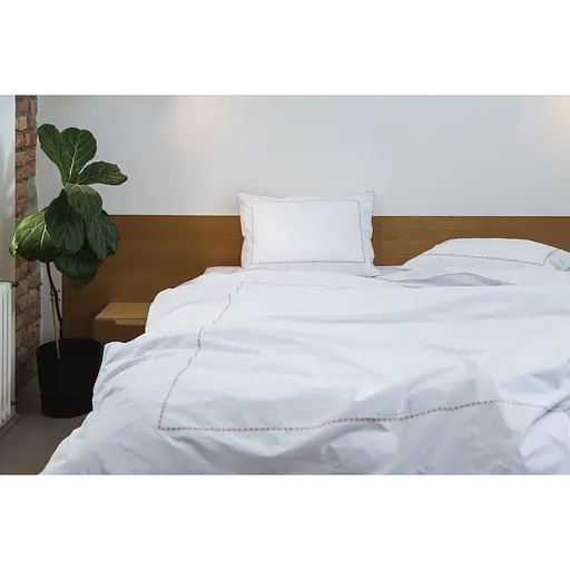 Комплект постільної білизни Ecotton Premium євро перкаль вишивка з бежевим кантом (25144) - фото 2