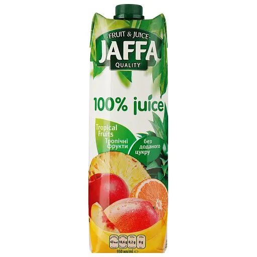 Упаковка сока Jaffa 100% Juice Тропические фрукты Мультифруктовый 11.4 л (950 мл х 12 шт.) - фото 2