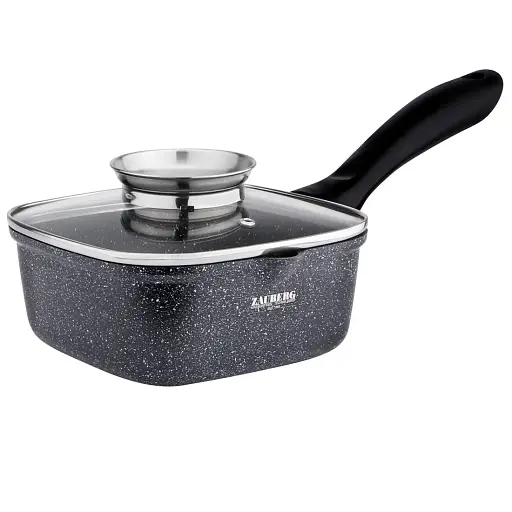 Ківш квадратний Zauberg алюміній мармурове покриття індукційний 2.0 л чорний (SN 0718F) - фото 1