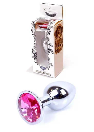 Металева анальна пробка з кристалом Boss Jewellery 7х2.7 см (фуксія)