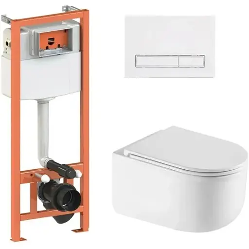 Набір Q-tap Nest 4 в 1 підвісний унітаз Taurus Ultra Quiet 490x360x380 + комплект інсталяції QT2433084EUQW46149 - фото 1